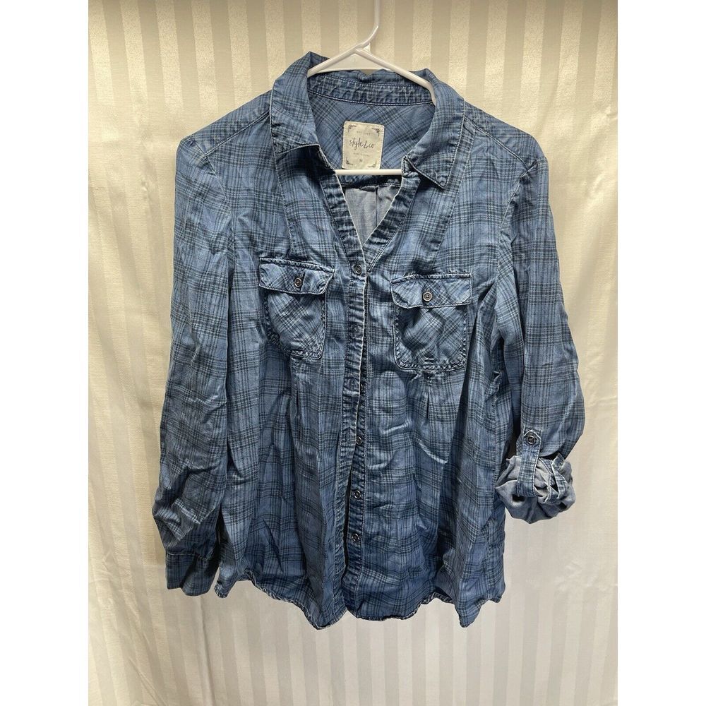 Style & Co Blouse blue jean look Size M